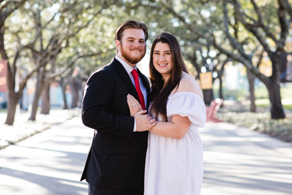 North Texas outdoor engagement photo Austin College