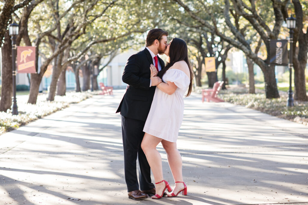 North Texas outdoor engagement photo Austin College