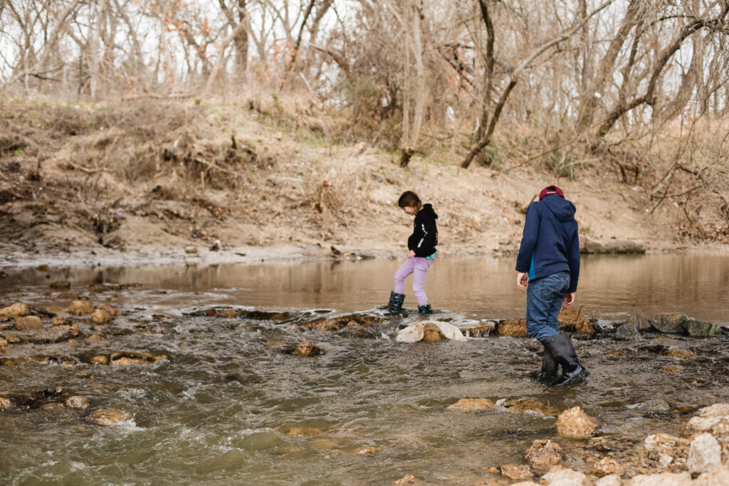 Hunting for shark teeth at Post Oak Creek