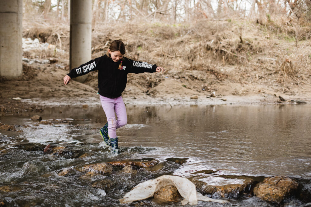 Hunting for shark teeth at Post Oak Creek