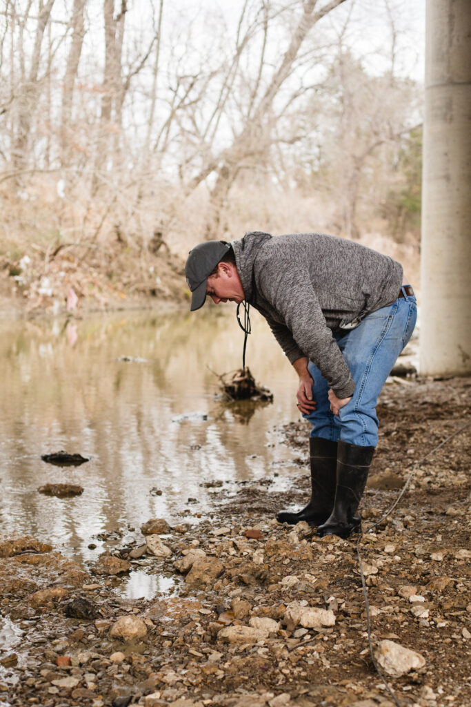 Hunting for shark teeth at Post Oak Creek