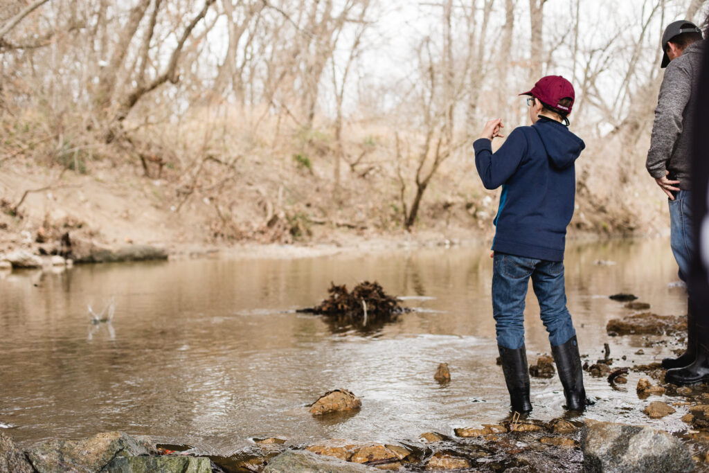 Hunting for shark teeth at Post Oak Creek