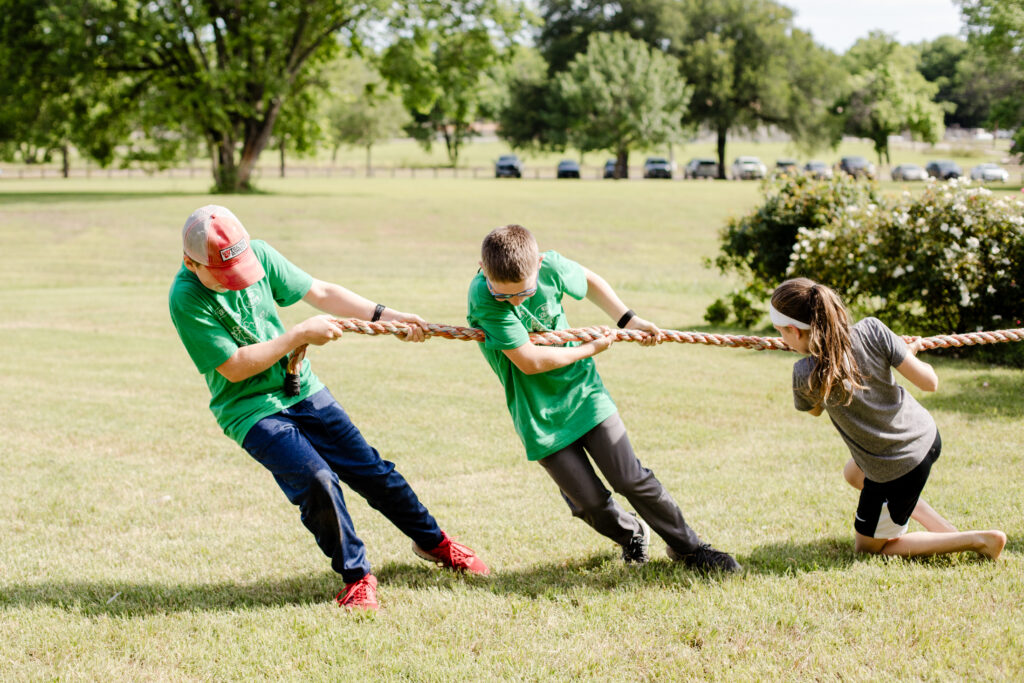 Tug of war at homeschool field day