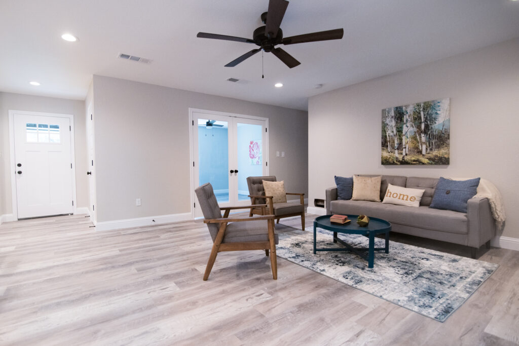 Living room of renovated house