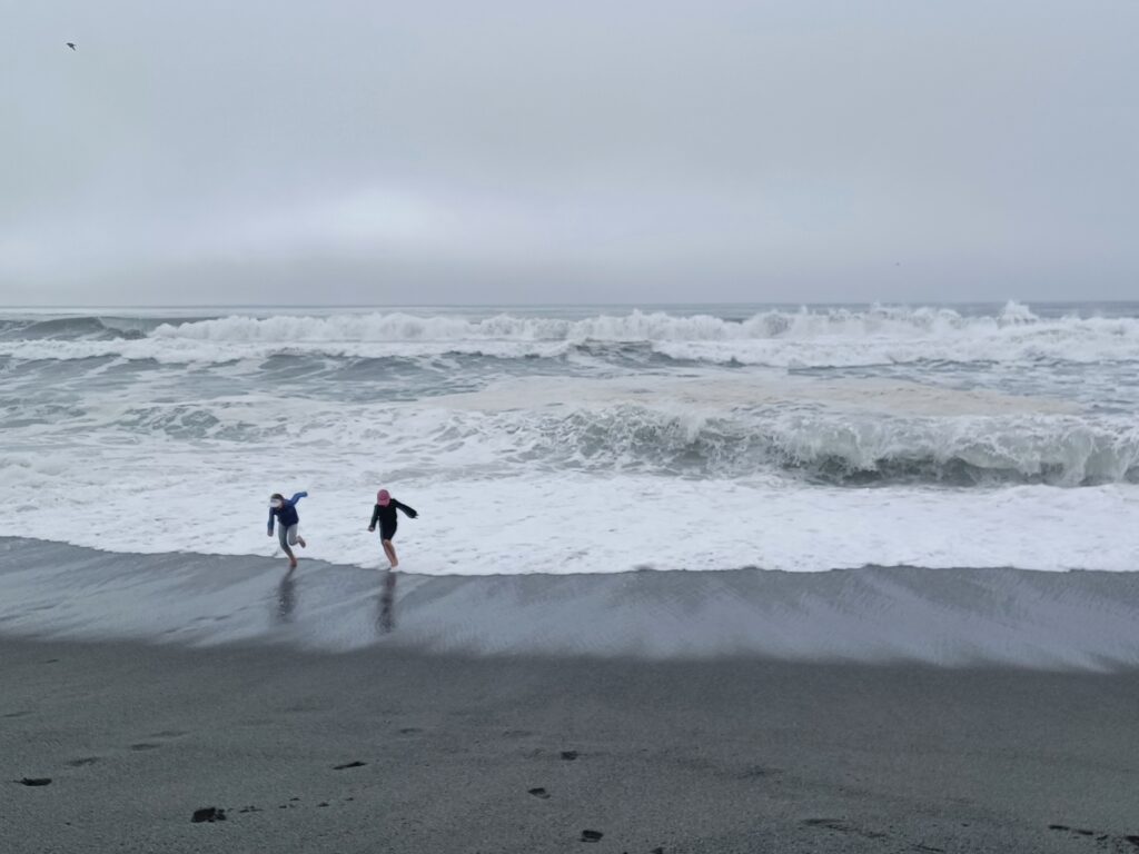 Playing at the beach in northern California